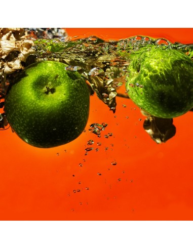 Manzanas verdes sobre fondo naranja - Ana Sanz - L'Arcada Galeria d'Art